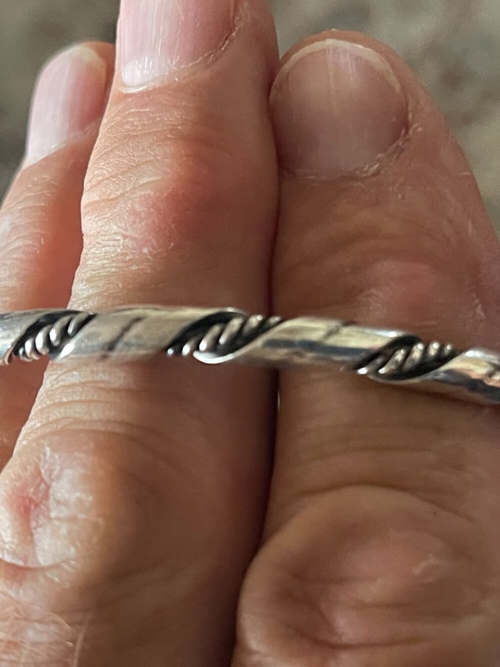 Vintage Navajo Southwestern Sterling Silver Twisted Cuff Bracelet